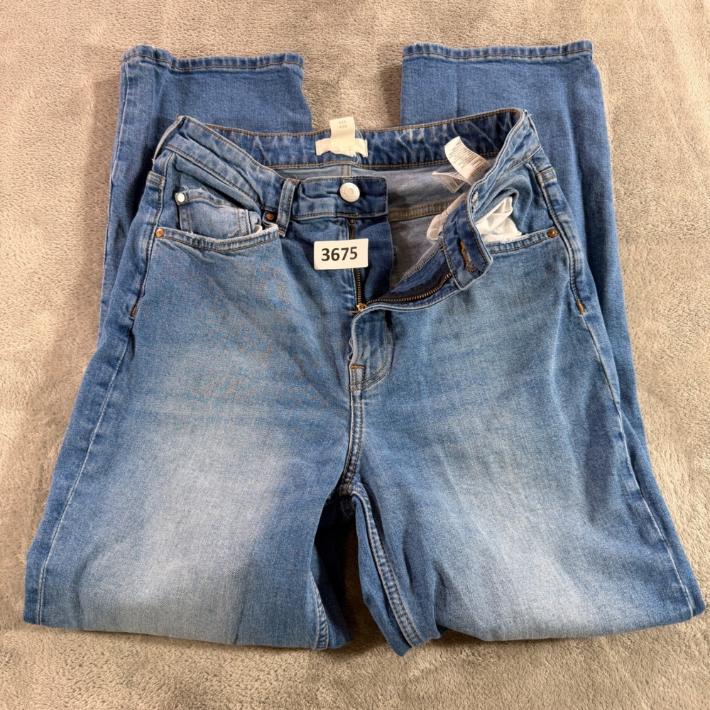H&M Straight Leg Jeans Women Size 8 Blue Denim High Rise‎ Stretch 0988334 4